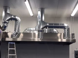 Commercial kitchen HVAC ductwork and ventilation installation